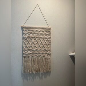 Handcrafted Cream Wall Tapestry with Fringe